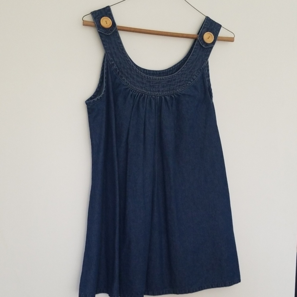Great denim tank worn alone or over a tee or butto